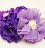 Baby haarbandje bloemen chiffon/satijn/strass (donkerpaars)