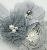 Baby haarbandje chiffon en tule bloemen (grijs)