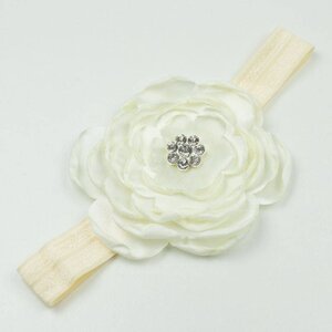 Baby haarbandje met grote klaproos (ivoor)