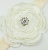 Baby haarbandje met grote klaproos (ivoor)