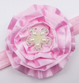 Baby haarbandje grote satijnen bloem (lichtroze)