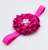 Baby haarbandje grote satijnen bloem (donker-fuchsia)