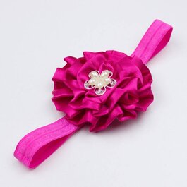 Haarbandje grote satijnen bloem (donker-fuchsia)