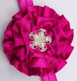 Baby haarbandje grote satijnen bloem (donker-fuchsia)