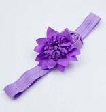 Baby haarbandje satijnen frutsel bloem (lila)
