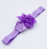 Baby haarbandje satijnen frutsel bloem (lila)