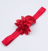 Baby haarbandje satijnen frutsel bloem (rood)