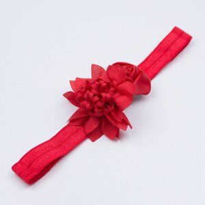 Baby haarbandje satijnen frutsel bloem (rood)