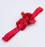 Baby haarbandje satijnen frutsel bloem (rood)