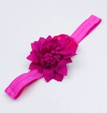 Baby haarbandje satijnen frutsel bloem (fuchsia)