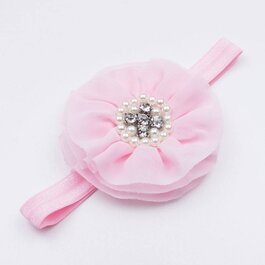 Haarbandje grote chiffon bloem (lichtroze)