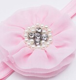 Baby haarbandje grote chiffon bloem (lichtroze)