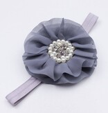 Baby haarbandje grote chiffon bloem (grijs)