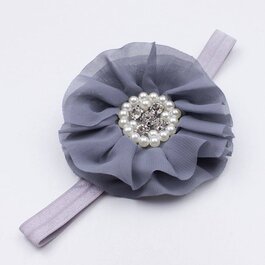 Haarbandje grote chiffon bloem (grijs)