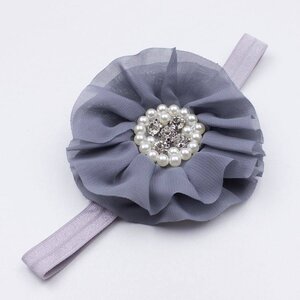 Baby haarbandje grote chiffon bloem (grijs)