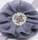 Baby haarbandje grote chiffon bloem (grijs)
