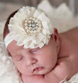 Baby haarbandje grote chiffon bloem (grijs)