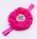 Baby haarbandje grote chiffon bloem (fuchsia)