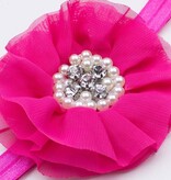 Baby haarbandje grote chiffon bloem (fuchsia)