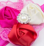 Baby haarbandje met kant (fuchsia/rood/ivoor)