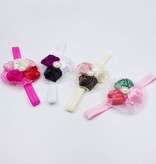 Baby haarbandje met kant (fuchsia/rood/ivoor)