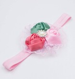 Baby haarbandje met kant (groen/roze/koraal)