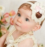Baby haarbandje met kant (bruin/oudroze/ivoor)