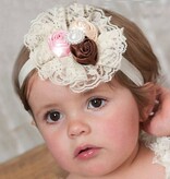 Baby haarbandje met kant (bruin/oudroze/ivoor)