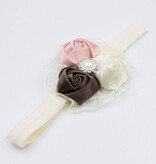 Baby haarbandje met kant (bruin/oudroze/ivoor)