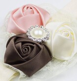 Baby haarbandje met kant (bruin/oudroze/ivoor)