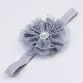 Haarbandje met kant/tule (grijs)