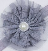 Baby haarbandje met kant/tule (grijs)