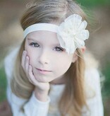 Baby haarbandje met kant/tule (grijs)