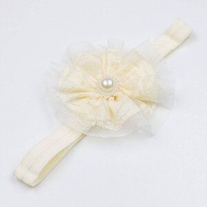 Baby haarbandje met kant/tule (ivoor)