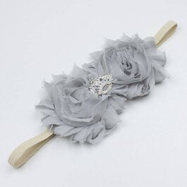Haarbandje shabby bloemen met kroon (grijs)