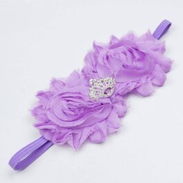 Haarbandje shabby bloemen met kroon (lila)
