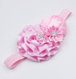 Baby haarbandje met roset/roos/margriet (lichtroze)