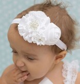 Baby haarbandje met roset/roos/margriet (lichtroze)