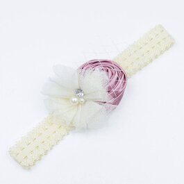 Haarbandje van kant met voile (oudroze/ivoor)