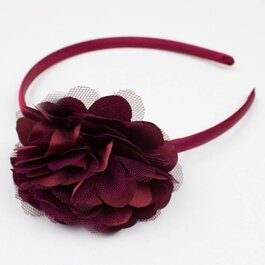 Diadeem rozet/satijn (wijnrood)