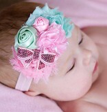 Baby haarbandje mint/lichtblauw/lichtroze