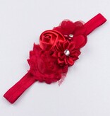 Baby haarbandje bloemen (rood)