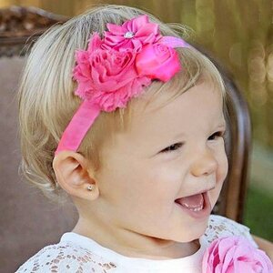 Baby haarband shabby chic (fuchsia)