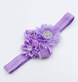 Baby haarbandje satijnen rozen en chiffon bloem (lila)