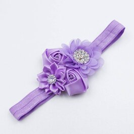 Haarbandje satijnen rozen en chiffon bloem (lila)