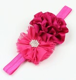 Baby haarbandje vintage bloemen en strass fuchsia