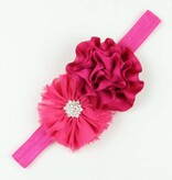 Baby haarbandje vintage bloemen en strass fuchsia