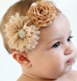 Baby haarbandje vintage bloemen en strass fuchsia