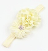 Baby haarbandje vintage bloemen en strass ivoor