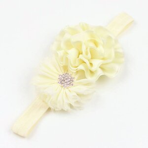 Baby haarbandje vintage bloemen en strass ivoor